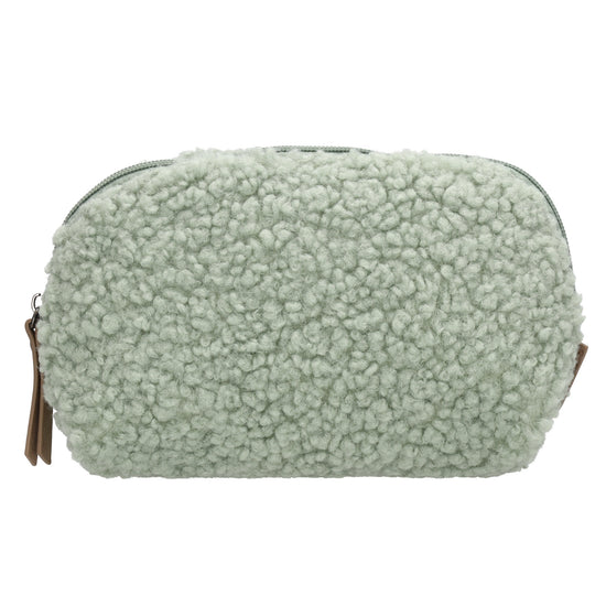 Schmuck-| Kulturtasche 26 x 6,5cm Mint aus Teddyfell - leder-accessoires.com