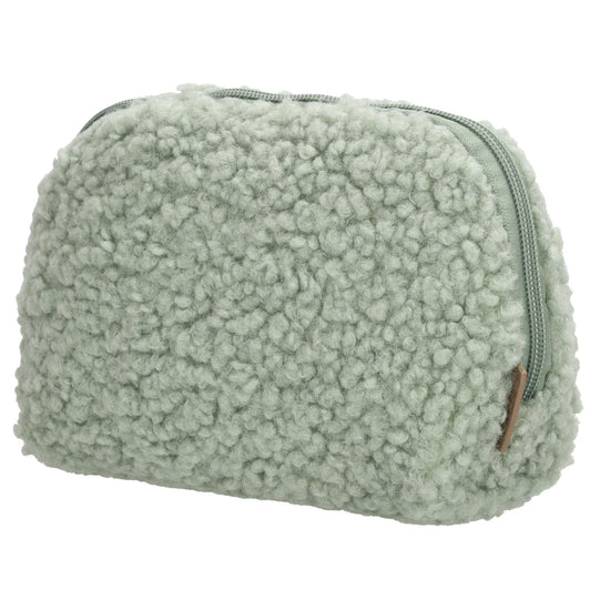 Schmuck-| Kulturtasche 26 x 6,5cm Mint aus Teddyfell - leder-accessoires.com