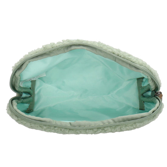 Schmuck-| Kulturtasche 26 x 6,5cm Mint aus Teddyfell - leder-accessoires.com