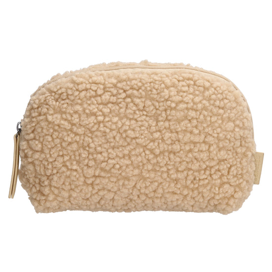 Schmuck-| Kulturtasche 26 x 6,5cm in Beige aus Teddyfell - leder-accessoires.com