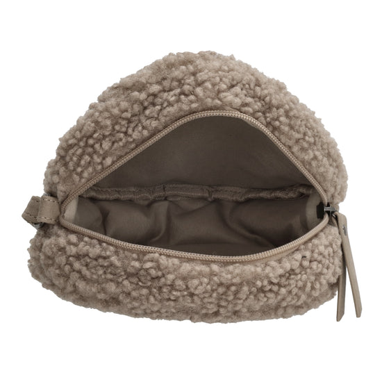 Teddytasche rund 18 x 18cm in Taupe mit Reißverschluss - leder-accessoires.com