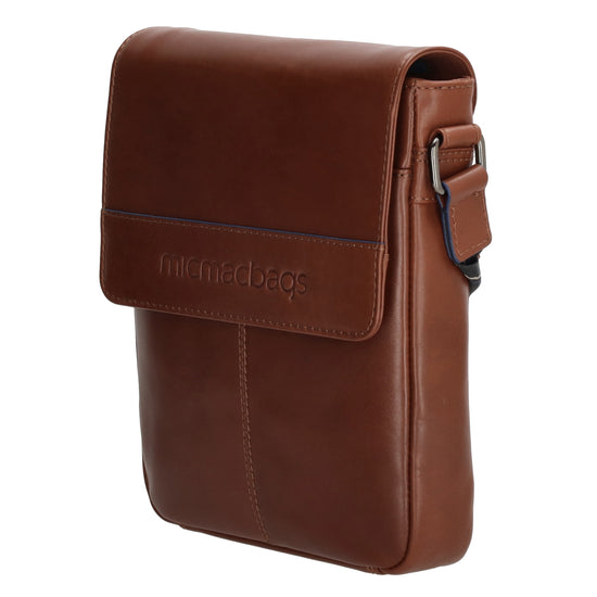 Umhängetasche 19,5 x 23cm in Braun aus Leder mit Überschlag - leder-accessoires.com
