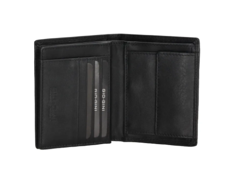 Geldbörse Hochformat 12 x 9cm in Schwarz aus Leder