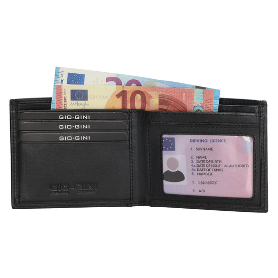 Geldbörse Querformat 10,5 x 9cm in Schwarz mit extra Kartenklappe - leder-accessoires.com