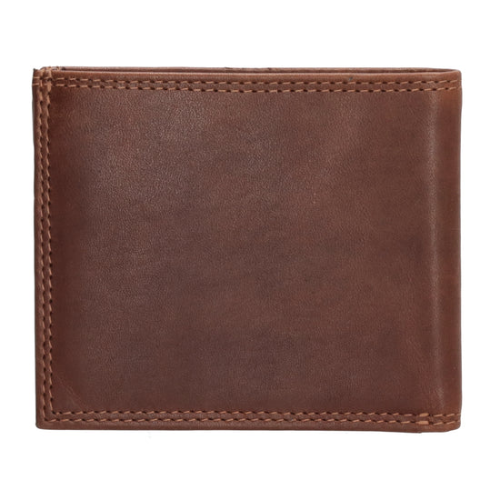 Geldbörse Querformat 10,5 x 9cm in Braun mit extra Kartenklappe - leder-accessoires.com