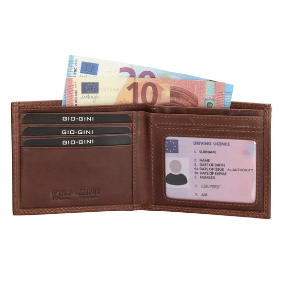 Geldbörse Querformat 10,5 x 9cm in Braun mit extra Kartenklappe - leder-accessoires.com