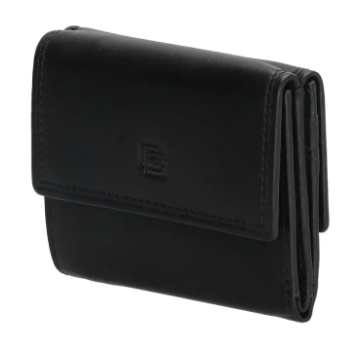 Geldbörse Querformat 9,5 x 8cm in Schwarz aus Leder