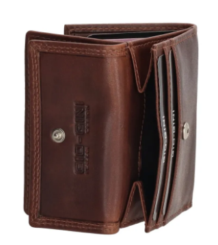 Geldbörse Querformat 9,5 x 8cm in Braun aus Leder - leder-accessoires.com