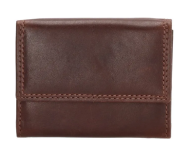 Geldbörse Querformat 9,5 x 8cm in Braun aus Leder - leder-accessoires.com