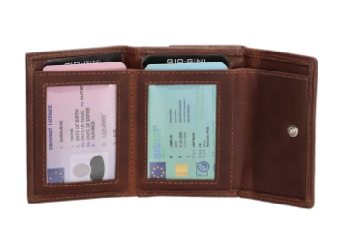 Geldbörse Querformat 9,5 x 8cm in Braun aus Leder - leder-accessoires.com