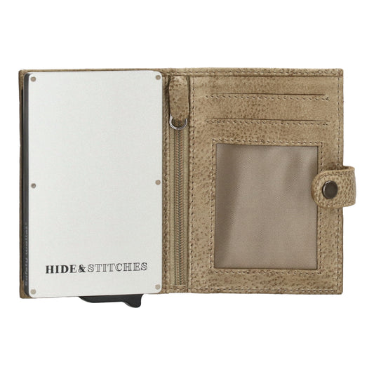 Safety Wallet 7,2x10cm Leder Sand – Schlanke Geldbörse mit Kartenhalter