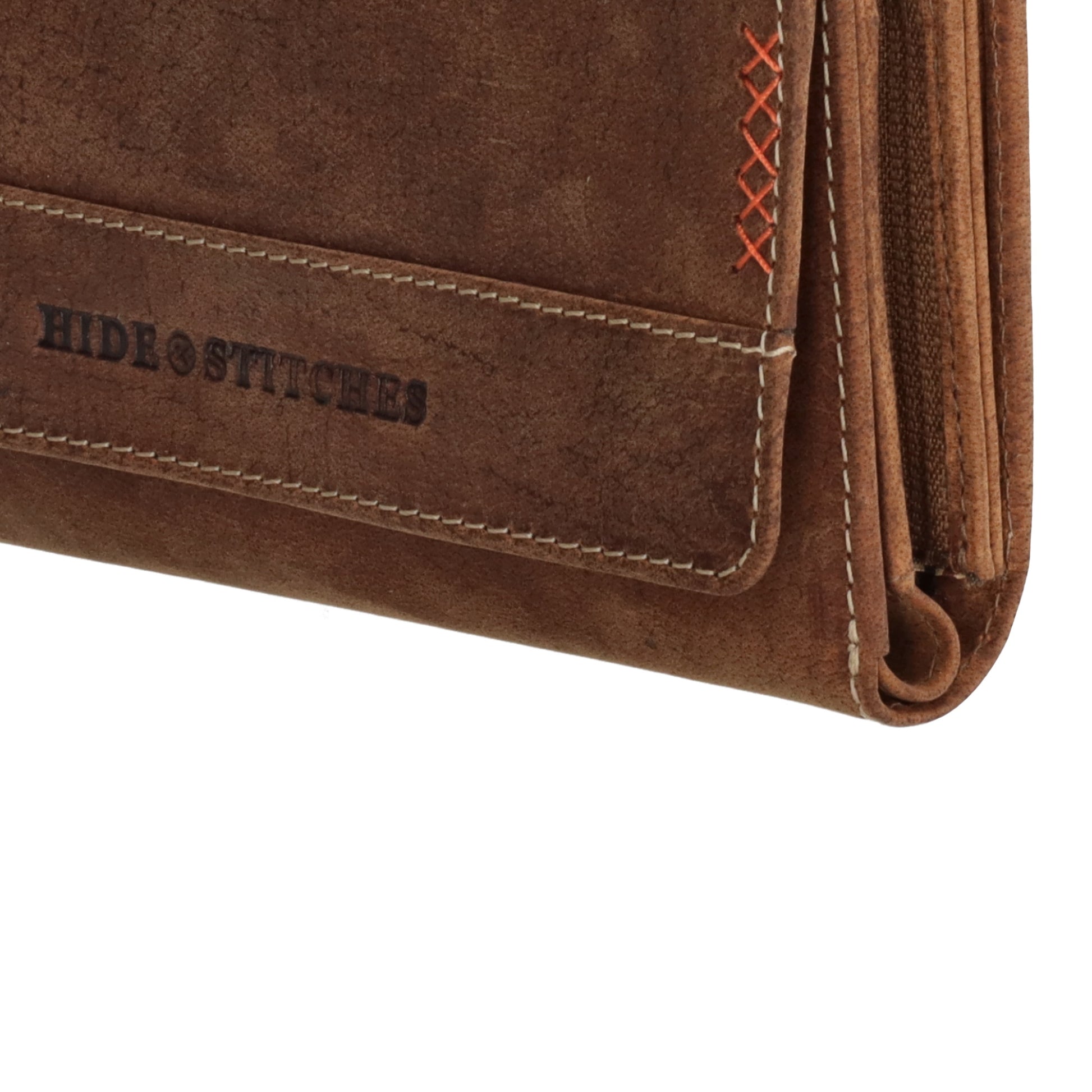 Lederbörse 16x8cm mit Überschlag in Braun und RFID-Schutz - leder-accessoires.com