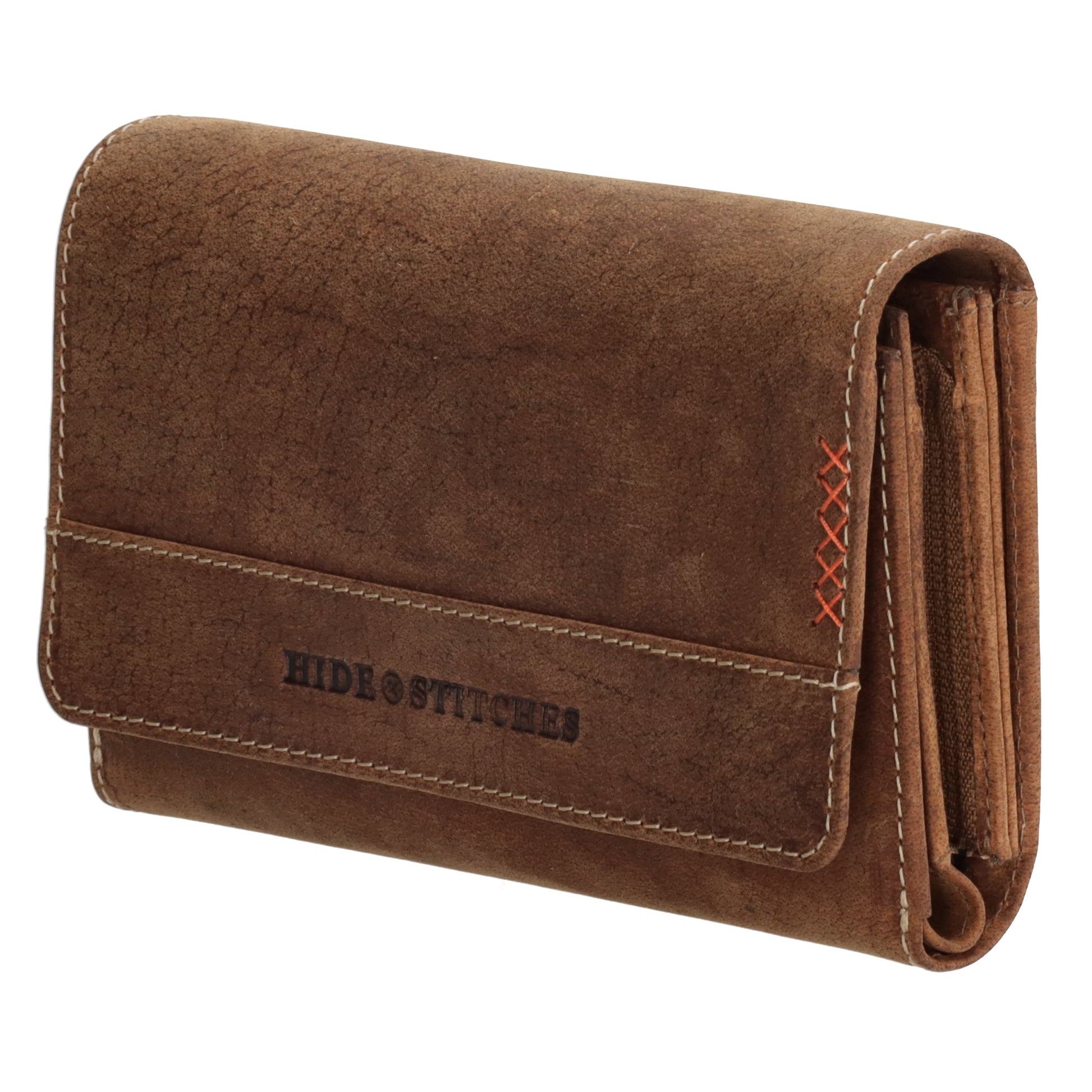 Lederbörse 16x8cm mit Überschlag in Braun und RFID-Schutz - leder-accessoires.com
