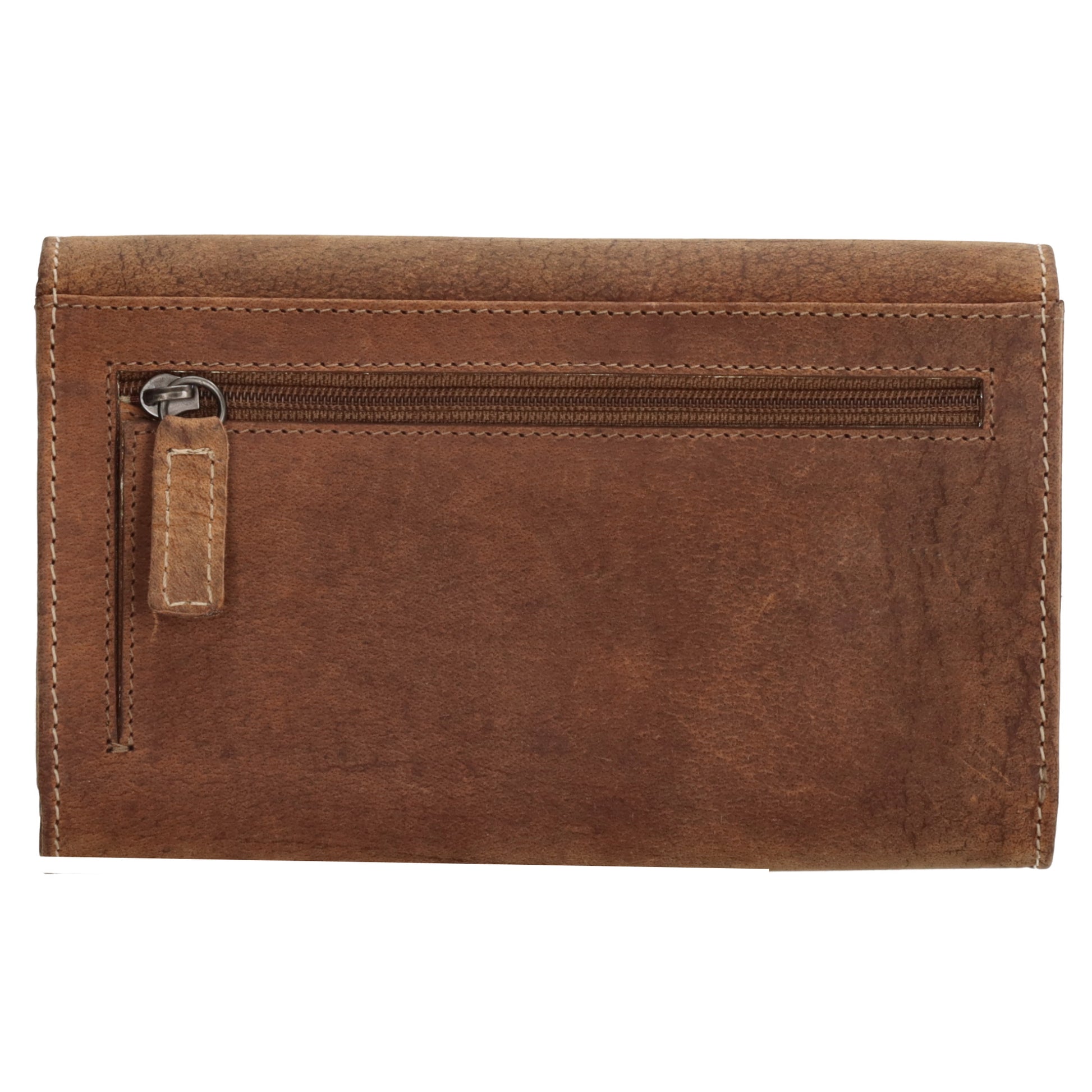 Lederbörse 16x8cm mit Überschlag in Braun und RFID-Schutz - leder-accessoires.com