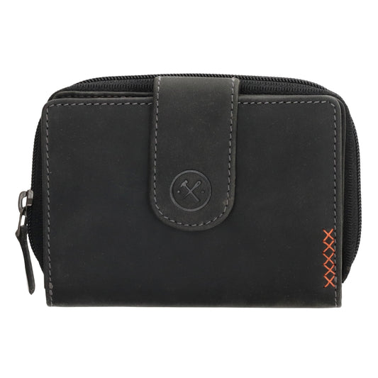 Börse in Schwarz 12,5 x 9 cm mit separatem Münzfach - leder-accessoires.com