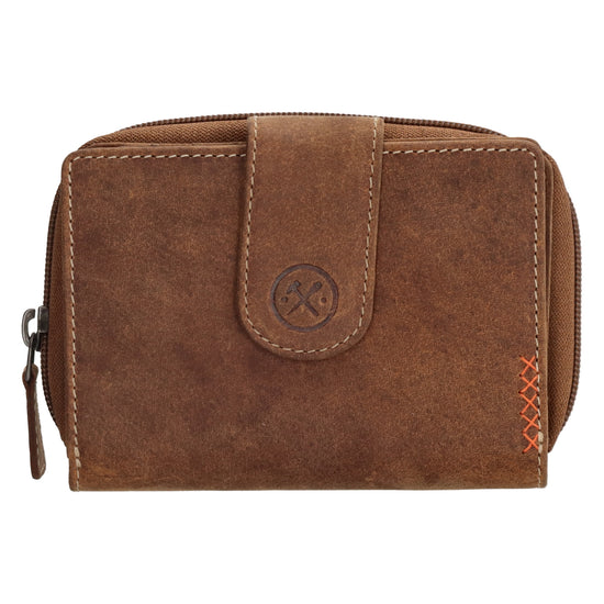 Börse in Cognac 12,5 x 9 cm mit separatem Münzfach - leder-accessoires.com