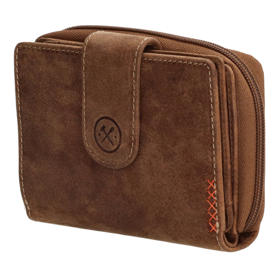 Börse in Cognac 12,5 x 9 cm mit separatem Münzfach - leder-accessoires.com