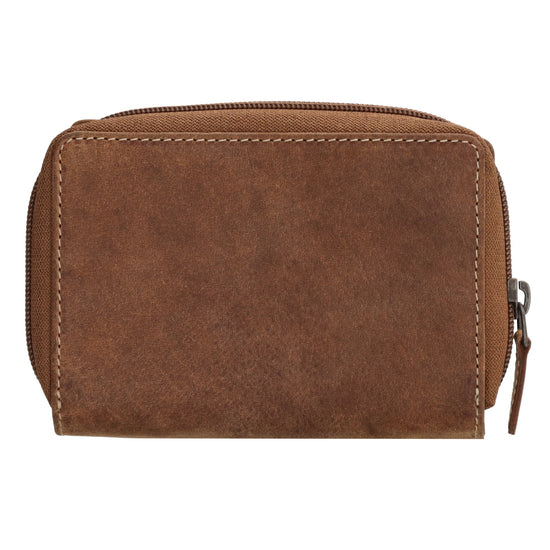 Börse in Cognac 12,5 x 9 cm mit separatem Münzfach - leder-accessoires.com