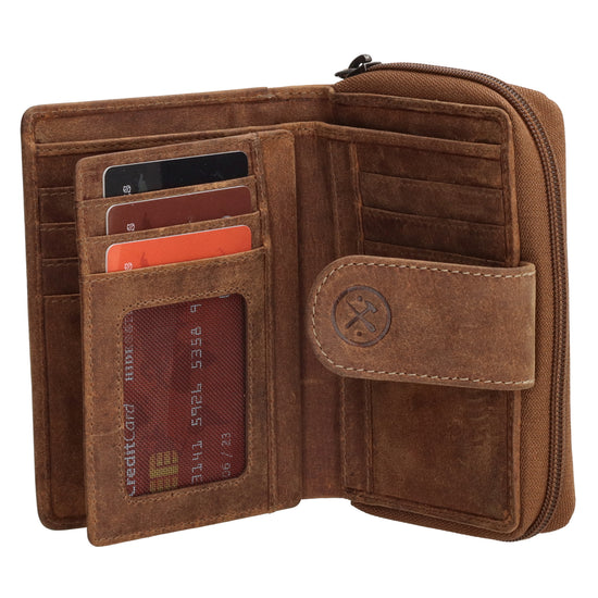 Börse in Cognac 12,5 x 9 cm mit separatem Münzfach - leder-accessoires.com