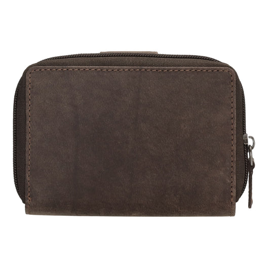 Börse in Braun 12,5 x 9 cm mit separatem Münzfach - leder-accessoires.com