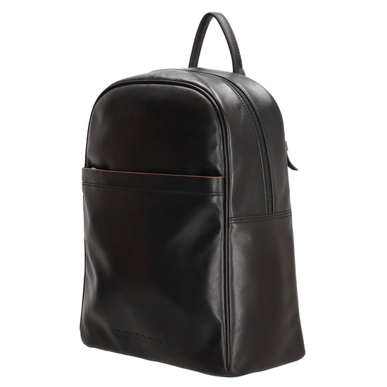 Lederrucksack 29x41cm in Schwarz mit Reißverschluss und Vortasche - leder-accessoires.com