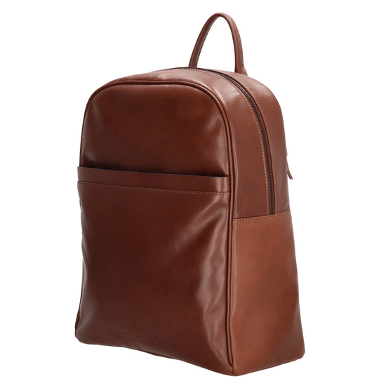 Lederrucksack 29x41cm in Braun mit Reißverschluss und Vortasche - leder-accessoires.com