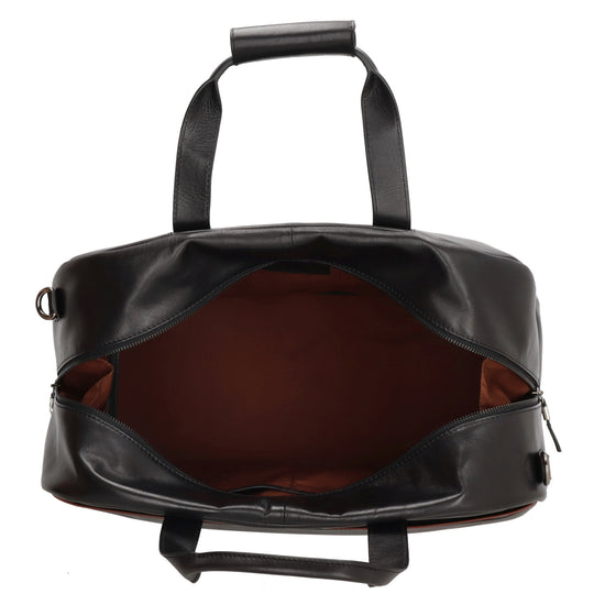 Reisetasche 46 x 30,5 in Schwarz aus Leder mit Reißverschluss - leder-accessoires.com
