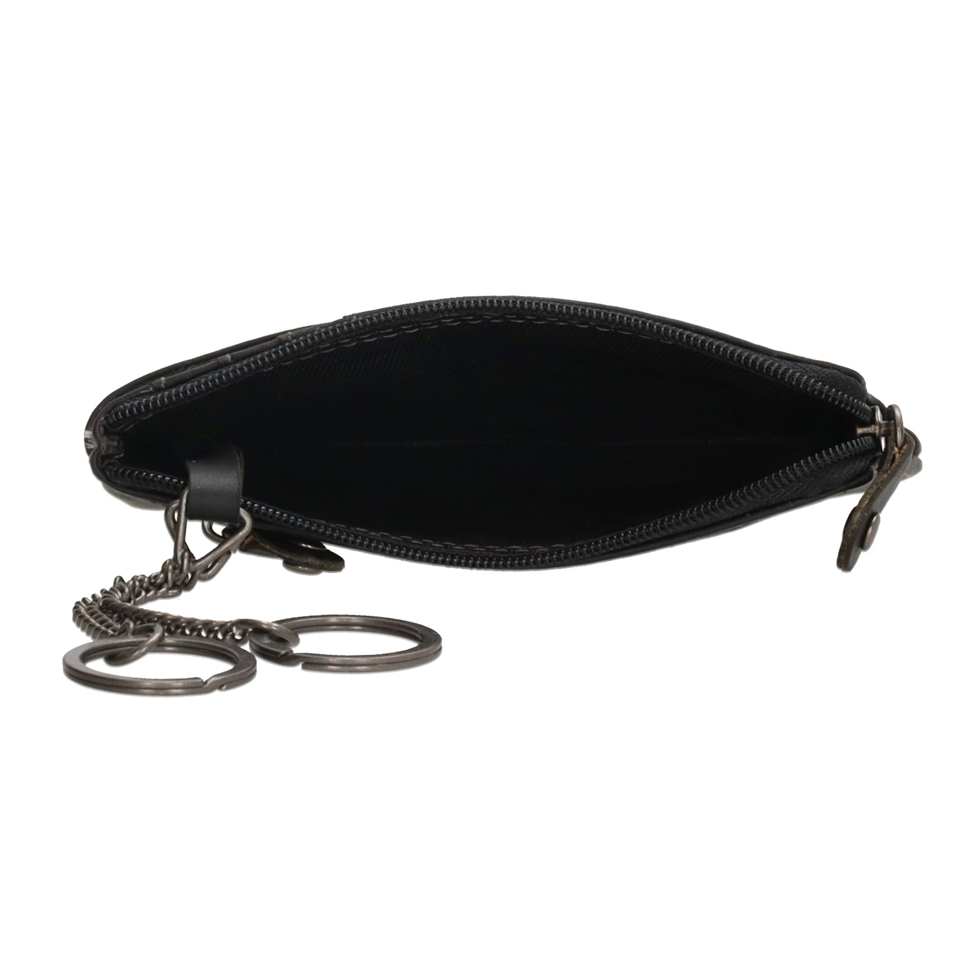 Schlüsseletui 12x8cm in Schwarz aus Leder mit Steckfächer und Riegel - leder-accessoires.com