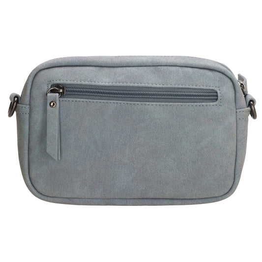 Umhängetasche 18x12cm Hellblau mit Vortasche in Lederoptik