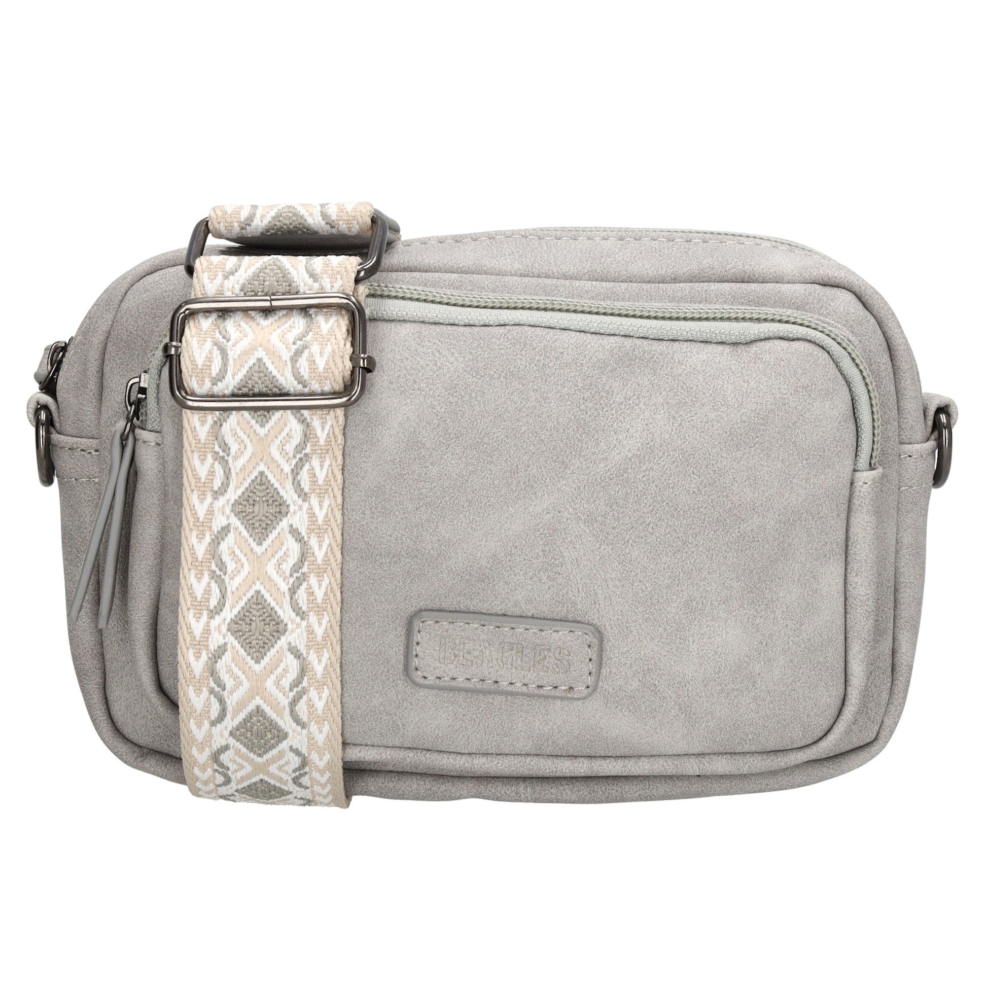 Umhängetasche 18x12cm Grau mit Vortasche in Lederoptik - leder-accessoires.com