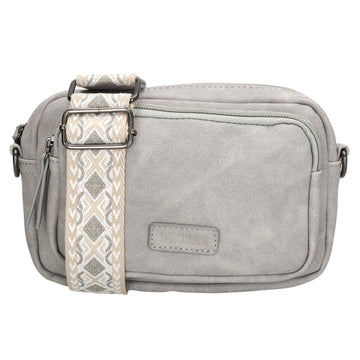 Umhängetasche 18x12cm Grau mit Vortasche in Lederoptik - leder-accessoires.com