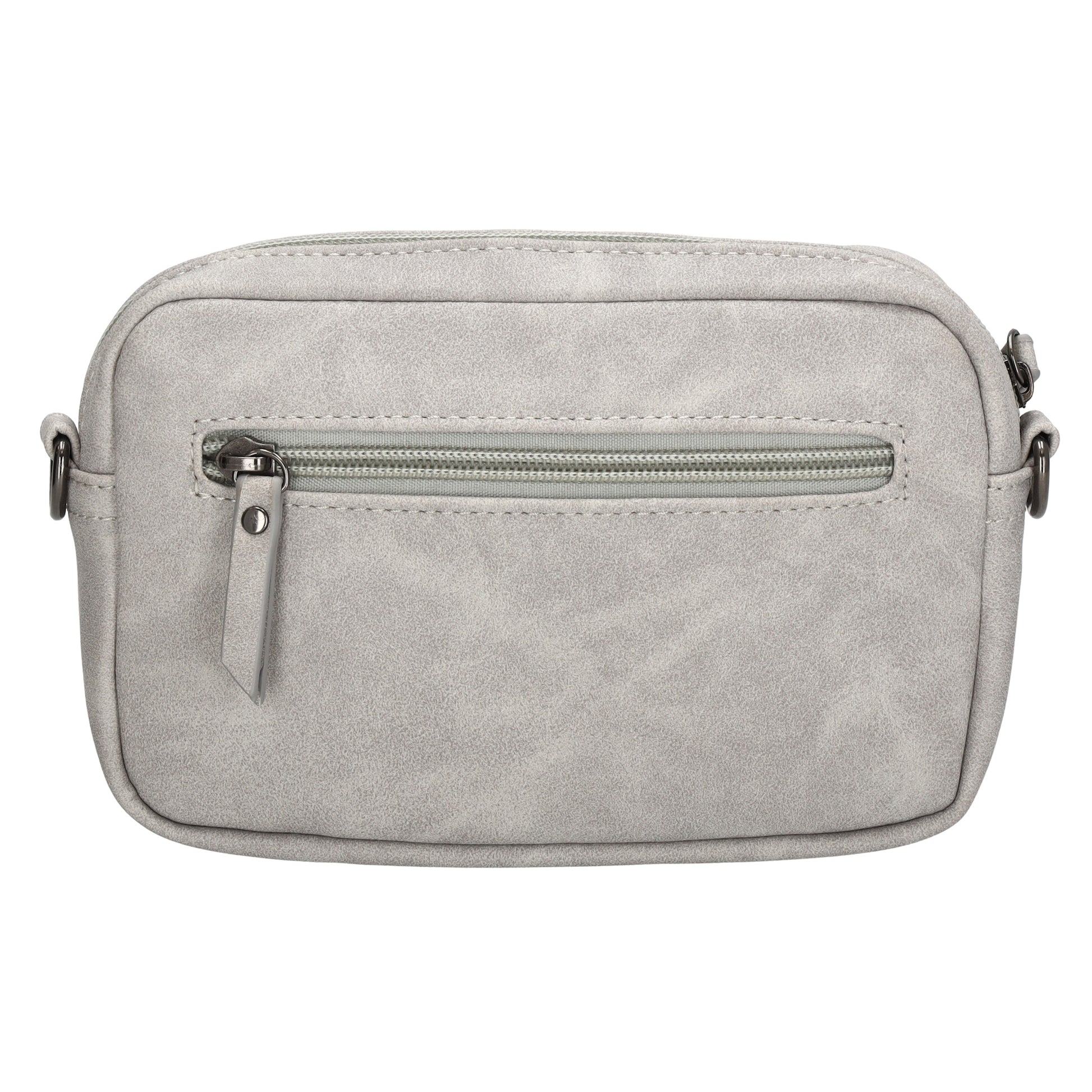 Umhängetasche 18x12cm Grau mit Vortasche in Lederoptik - leder-accessoires.com