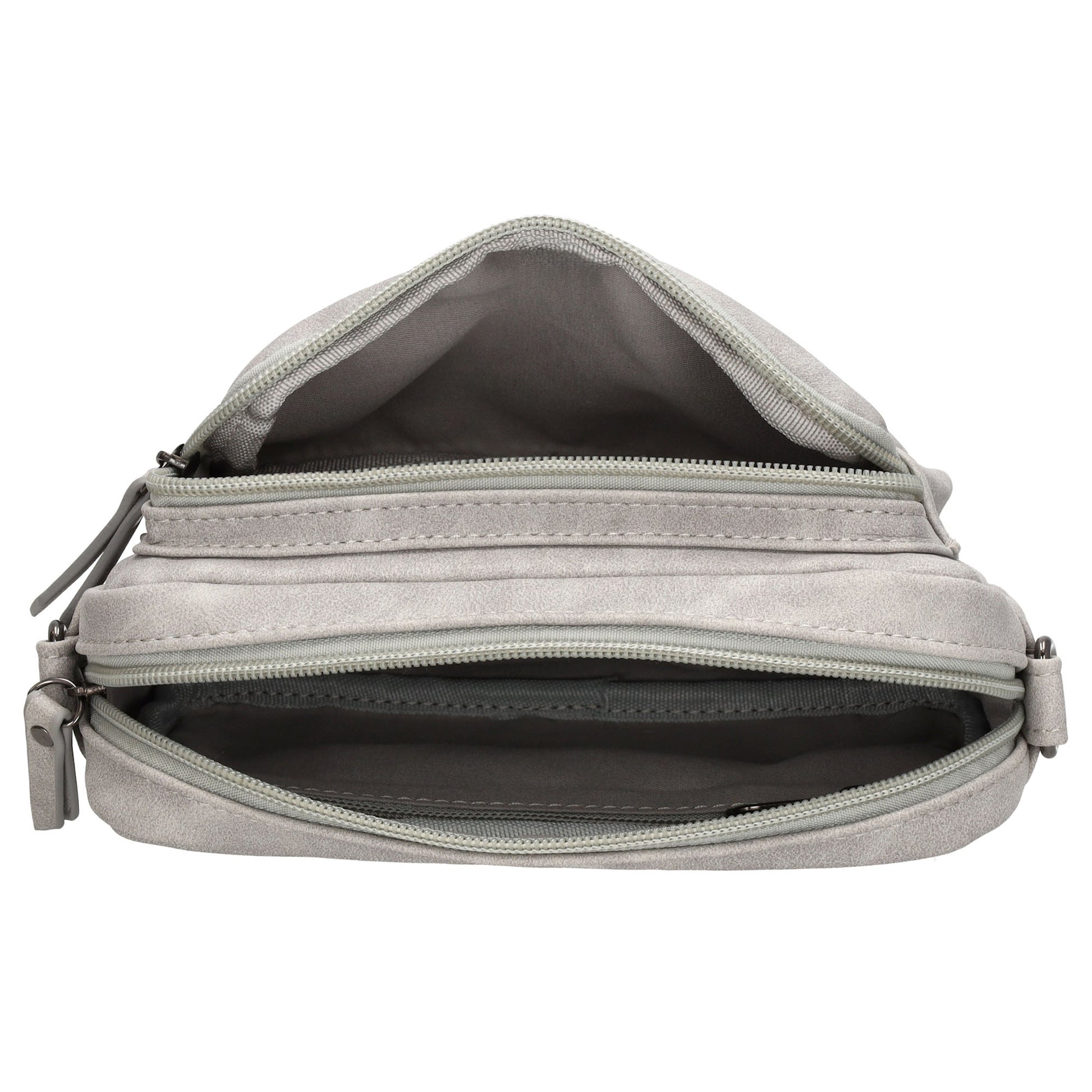 Umhängetasche 18x12cm Grau mit Vortasche in Lederoptik - leder-accessoires.com