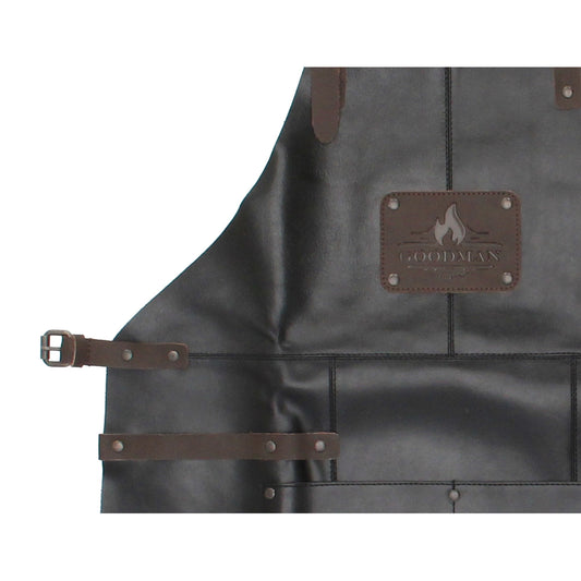 Lederschürze zum Grillen in Schwarz mit Vortasche