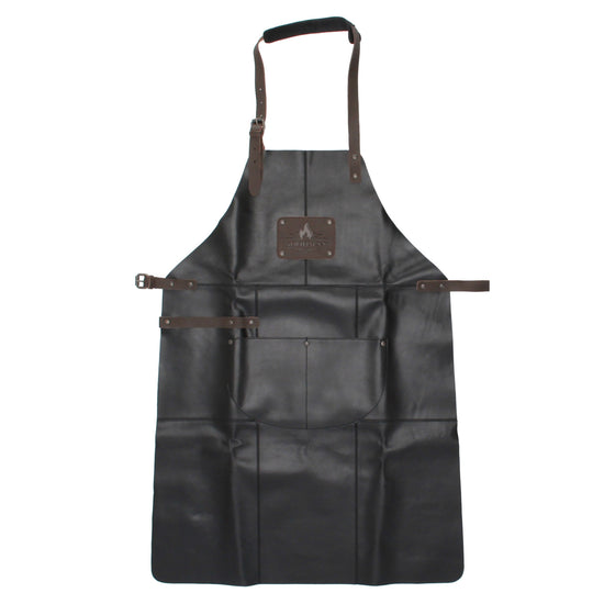 Lederschürze zum Grillen in Schwarz mit Vortasche - leder-accessoires.com