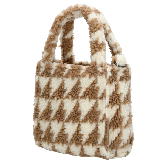 Teddytasche 17x17cm in Karomuster Weiß|Braun mit Reißverschluss - leder-accessoires.com