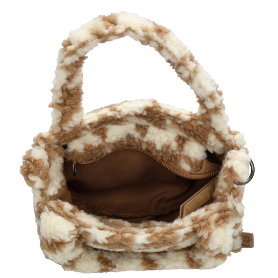 Teddytasche 17x17cm in Karomuster Weiß|Braun mit Reißverschluss - leder-accessoires.com