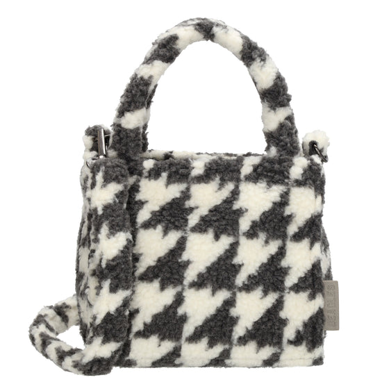 Teddytasche 17x17cm in Karomuster Weiß|Grau mit Reißverschluss - leder-accessoires.com