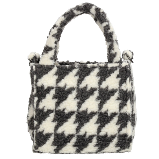 Teddytasche 17x17cm in Karomuster Weiß|Grau mit Reißverschluss - leder-accessoires.com