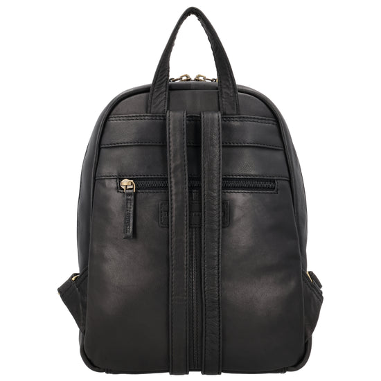 Rucksack 23,5 x 28,5cm in Schwarz mit Reißverschluss und Vortasche - leder-accessoires.com