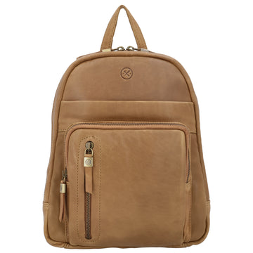 Rucksack 23,5 x 28,5cm in Cognac mit Reißverschluss und Vortasche