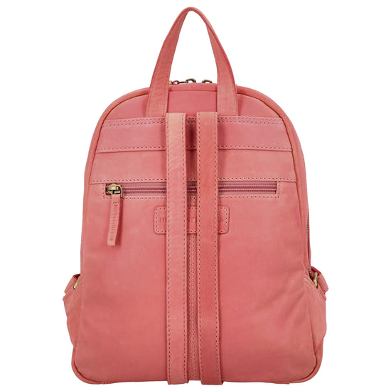 Rucksack 23,5 x 28,5cm in Rosa mit Reißverschluss und Vortasche - leder-accessoires.com