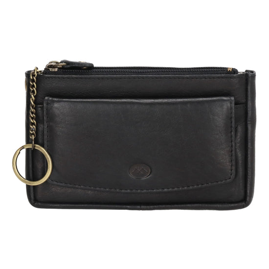 Schlüsseletui 15x9,5cm in Schwarz aus Leder mit Spiegel - leder-accessoires.com