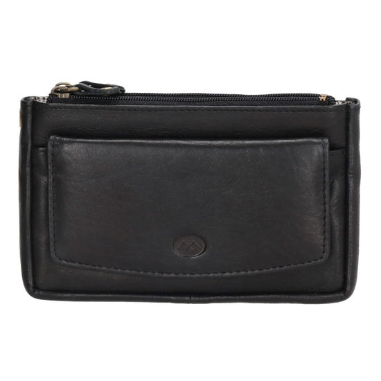 Schlüsseletui 15x9,5cm in Schwarz aus Leder mit Spiegel - leder-accessoires.com