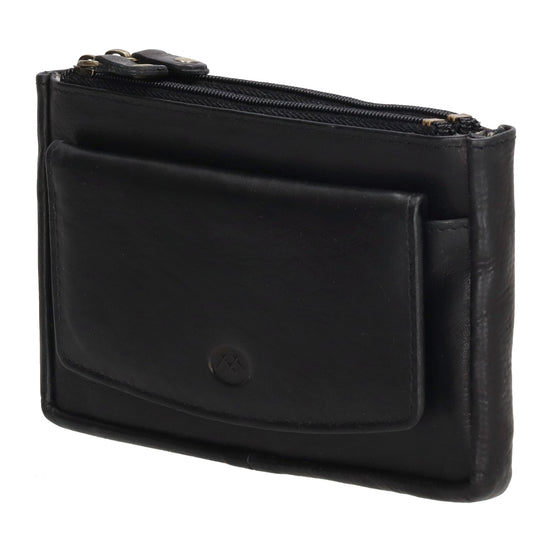 Schlüsseletui 15x9,5cm in Schwarz aus Leder mit Spiegel - leder-accessoires.com