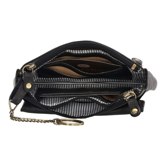 Schlüsseletui 15x9,5cm in Schwarz aus Leder mit Spiegel - leder-accessoires.com