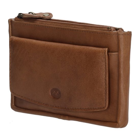 Schlüsseletui 15x9,5cm in Cognac aus Leder mit Spiegel - leder-accessoires.com