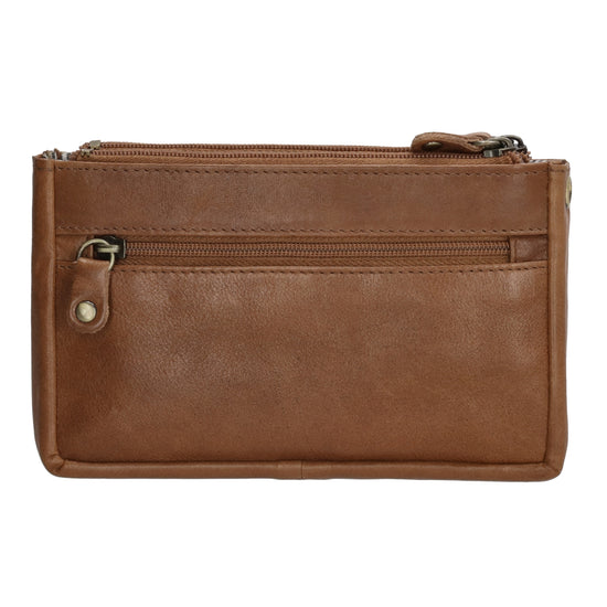 Schlüsseletui 15x9,5cm in Cognac aus Leder mit Spiegel - leder-accessoires.com