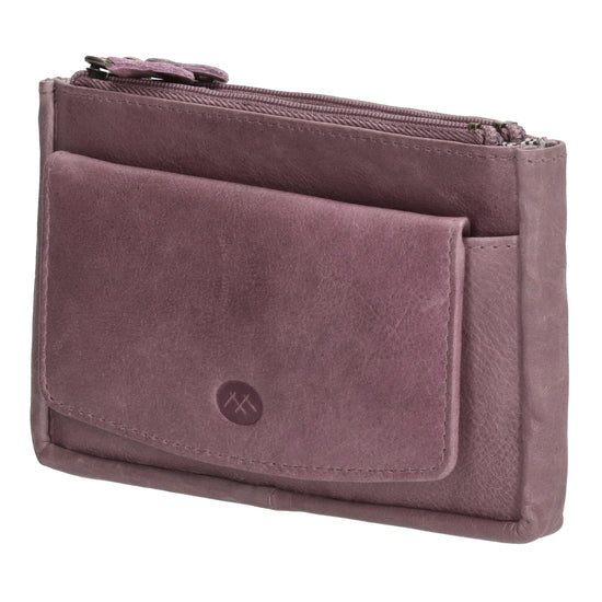 Schlüsseletui 15x9,5cm in Flieder aus Leder mit Spiegel - leder-accessoires.com