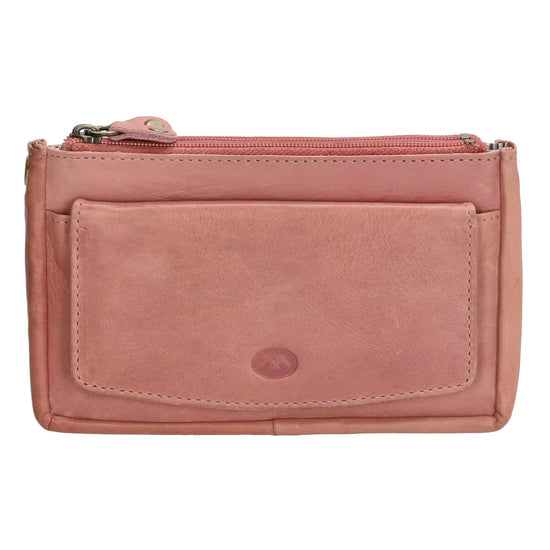 Schlüsseletui 15x9,5cm in Hellrosa aus Leder mit Spiegel - leder-accessoires.com